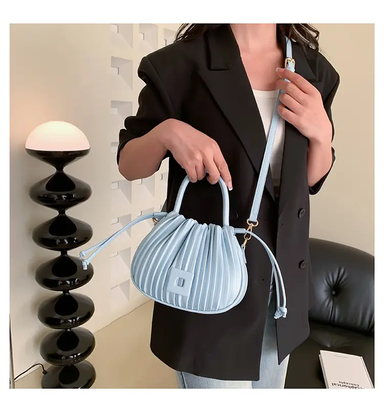 Pink Pleated Textured Shoulder Bag for Women — feature 26
