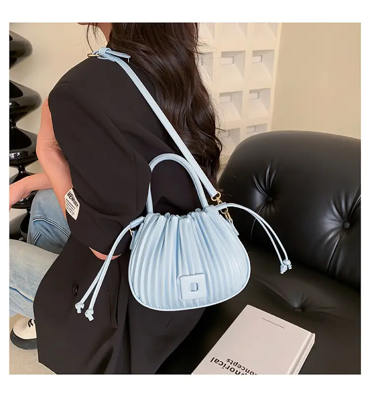 Pink Pleated Textured Shoulder Bag for Women — feature 27