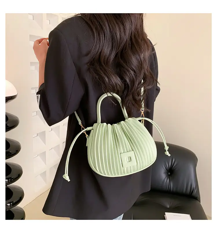 Pink Pleated Textured Shoulder Bag for Women — feature 32