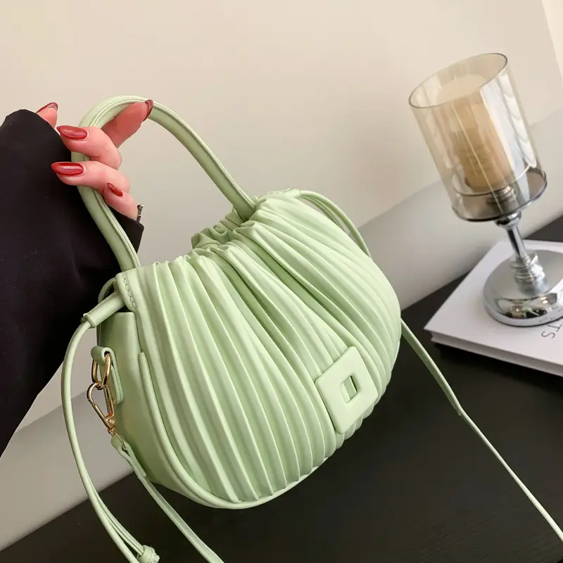 Pink Pleated Textured Shoulder Bag for Women - Image 2