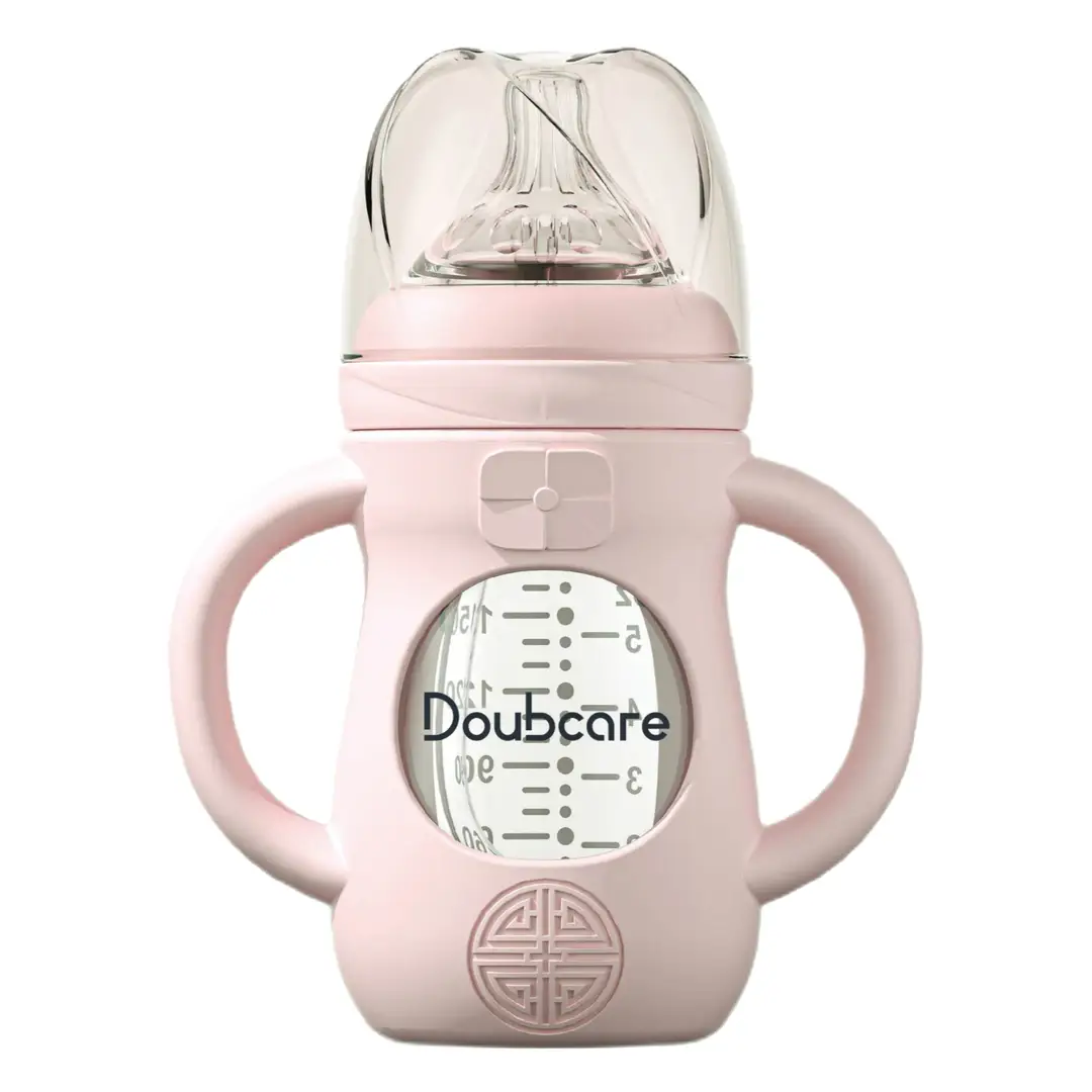 Newborn Anti-Fall Baby Glass Bottle Silicone Anti-Fall Cover Anti-Flatulence Baby Weaning Artifact Wide Mouth Bottle