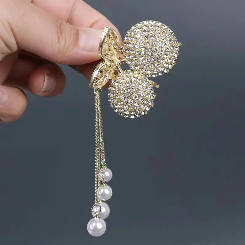 Elegant Korean Style Cherry Tassels Hair Clips - Image 3