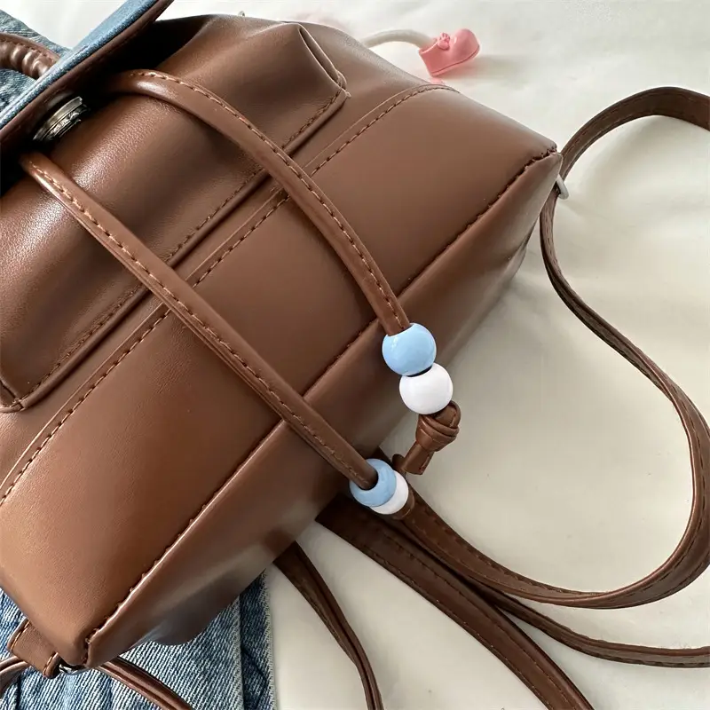 Faux Leather Retro Shoulder Bag with Doll Accent - Image 12