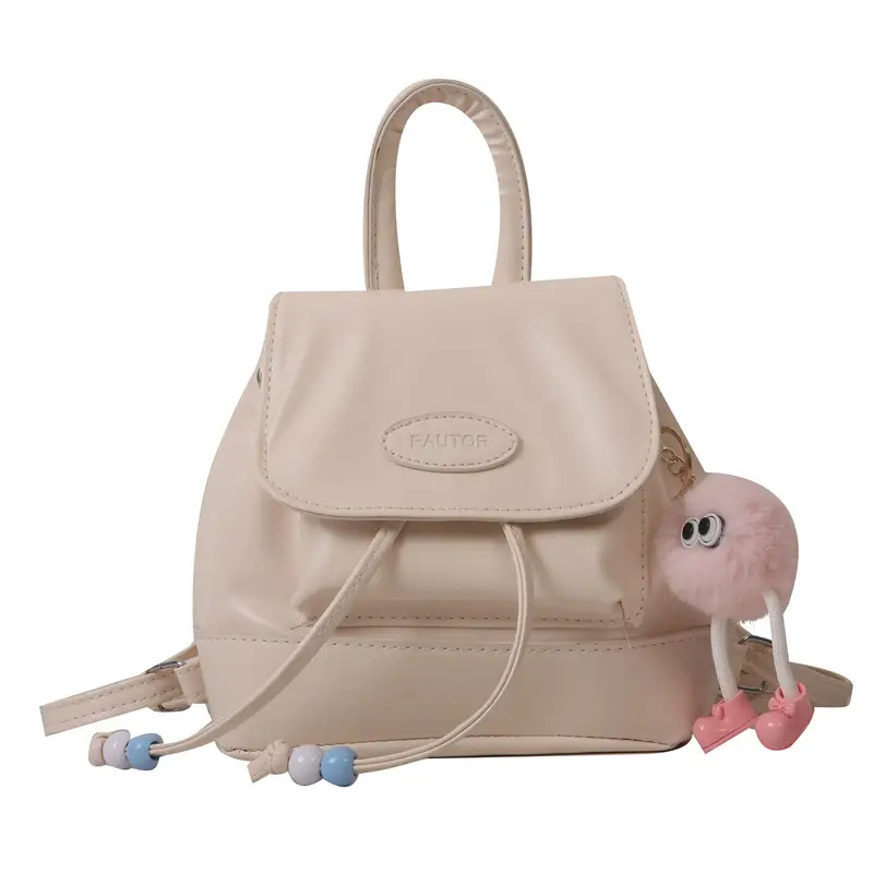 Faux Leather Retro Shoulder Bag with Doll Accent - Image 3