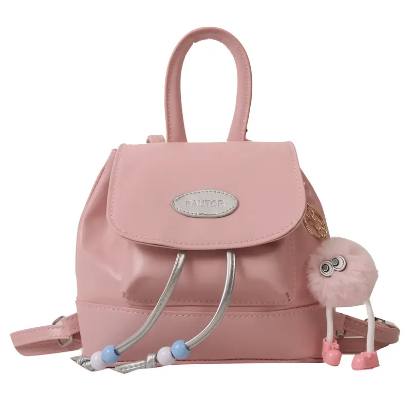 Faux Leather Retro Shoulder Bag with Doll Accent - Image 4