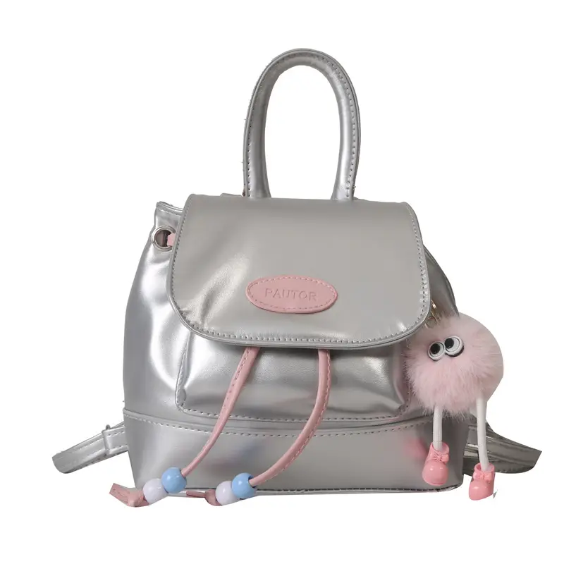 Faux Leather Retro Shoulder Bag with Doll Accent - Image 5
