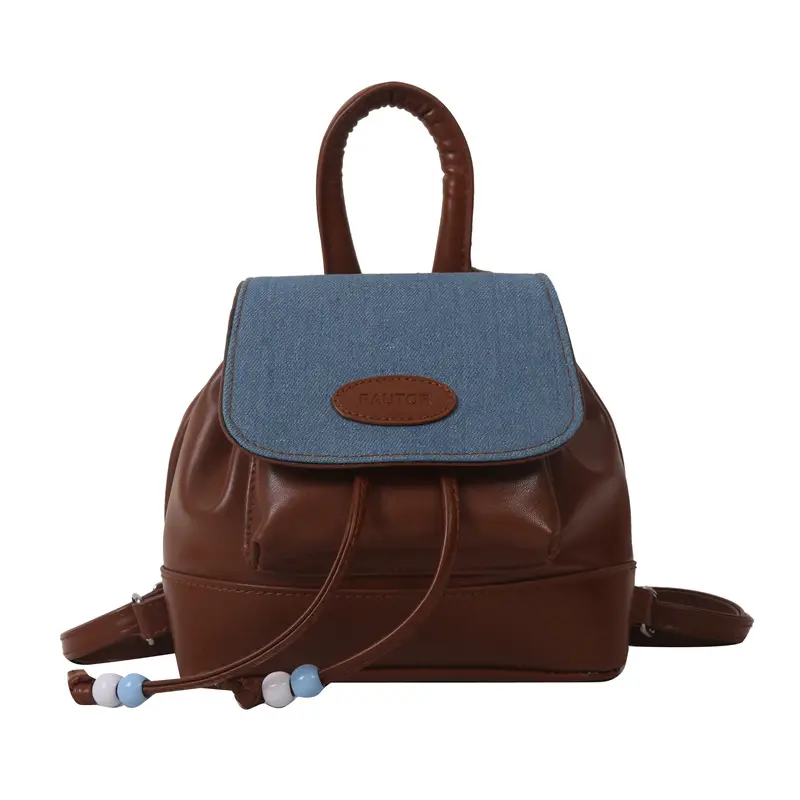 Faux Leather Retro Shoulder Bag with Doll Accent - Image 7