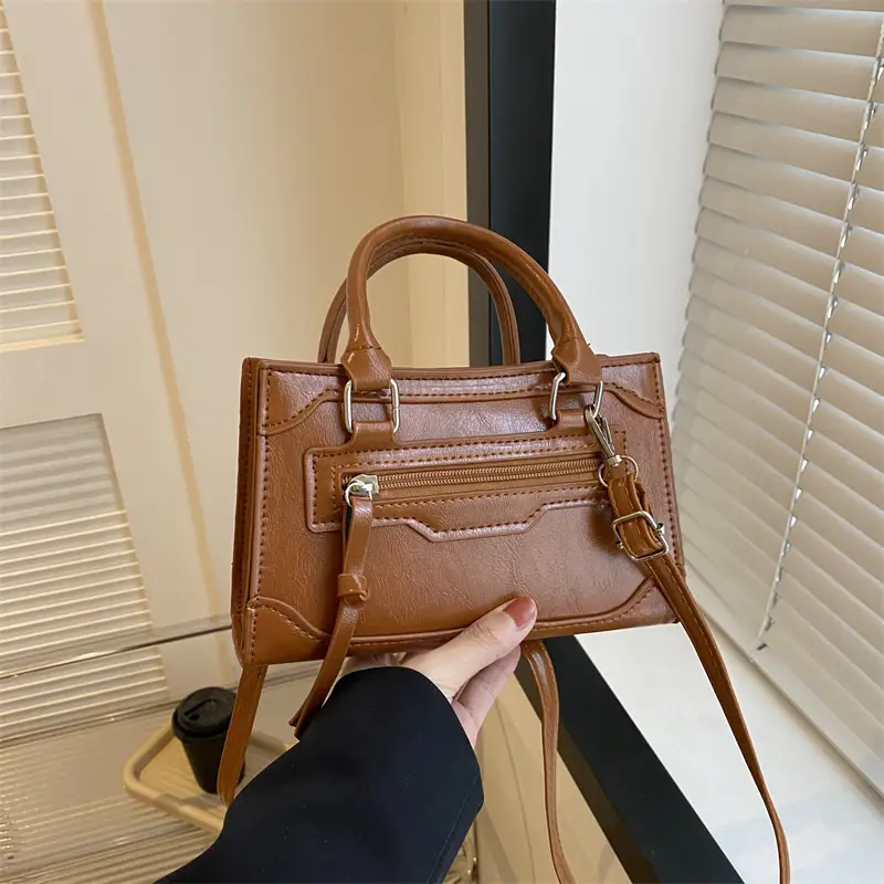 Women's Brown Leather Shoulder Messenger Bag Winter 2023 - Image 8