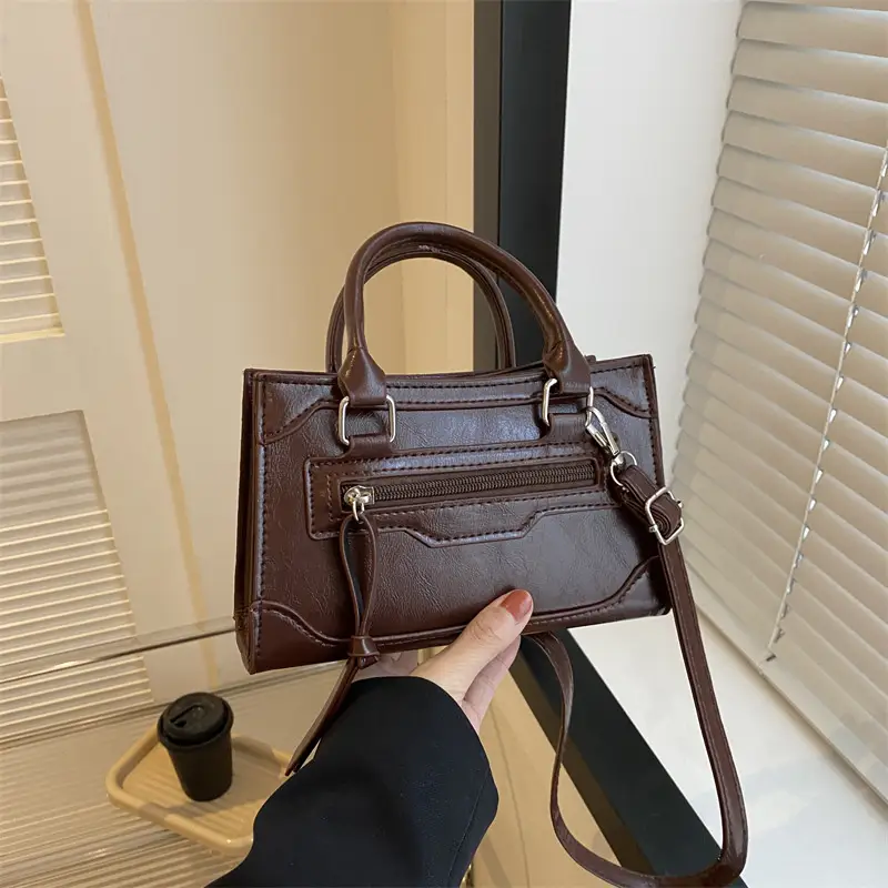 Women's Brown Leather Shoulder Messenger Bag Winter 2023 - Image 9