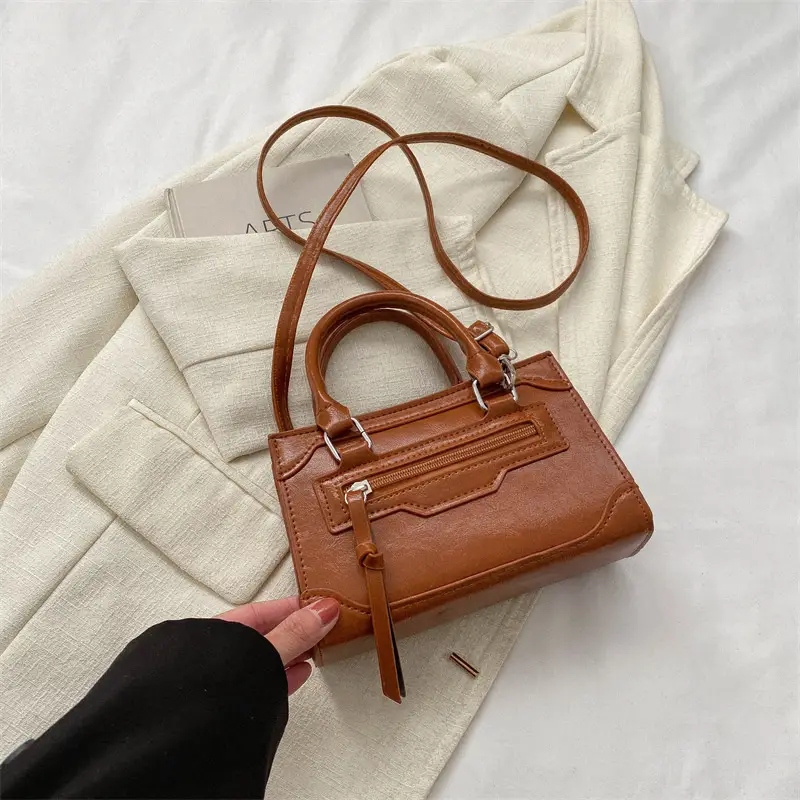 Women's Brown Leather Shoulder Messenger Bag Winter 2023 - Image 4