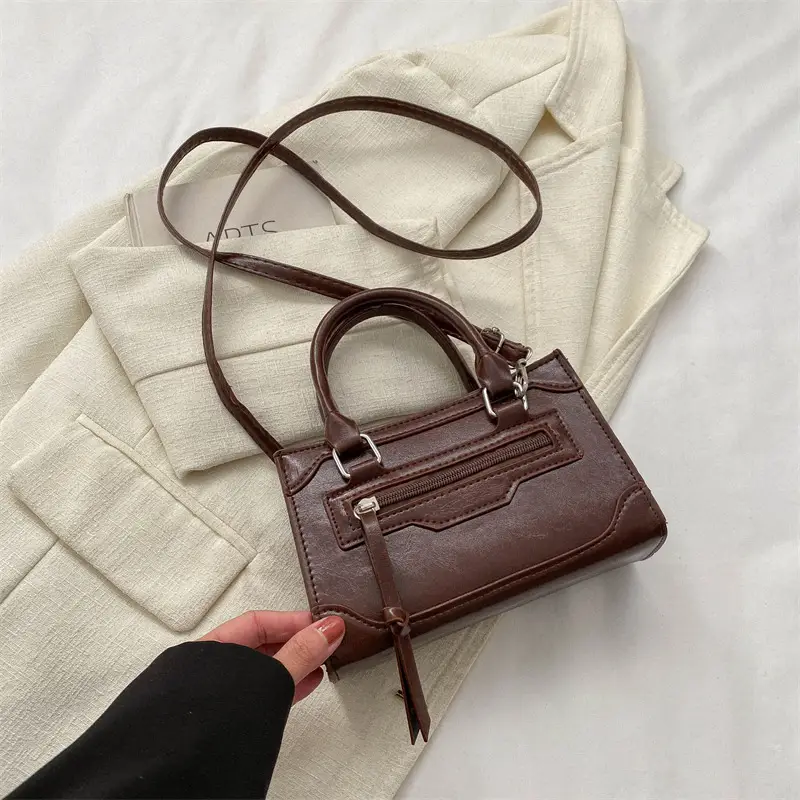 Women's Brown Leather Shoulder Messenger Bag Winter 2023 - Image 5