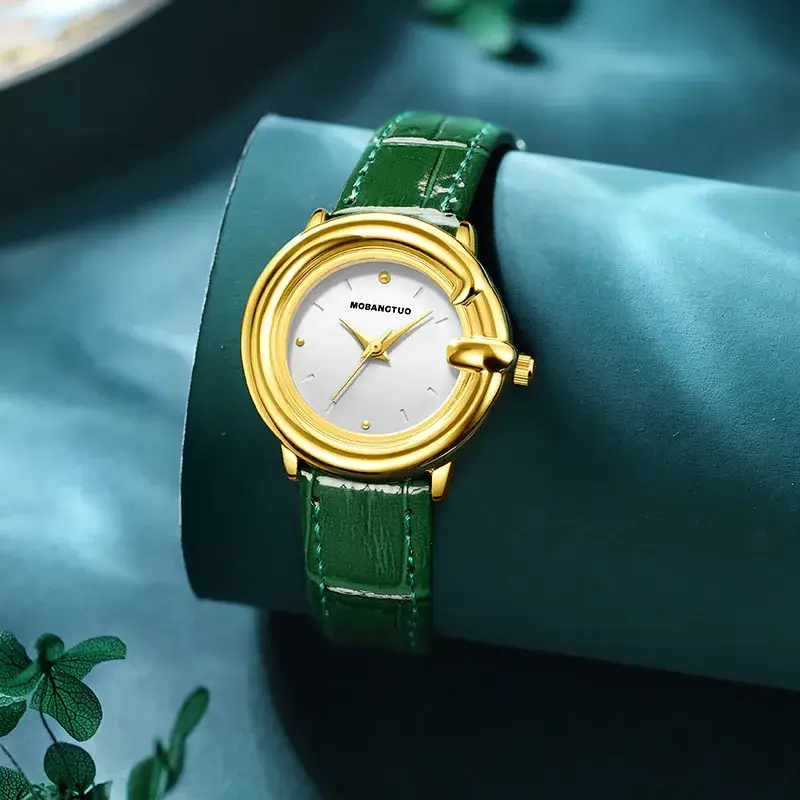 Women's Elegant Quartz Watch with Real Belt - Image 6
