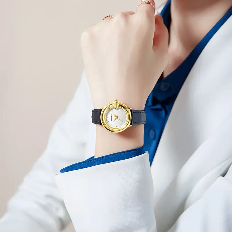 Women's Elegant Quartz Watch with Real Belt - Image 7