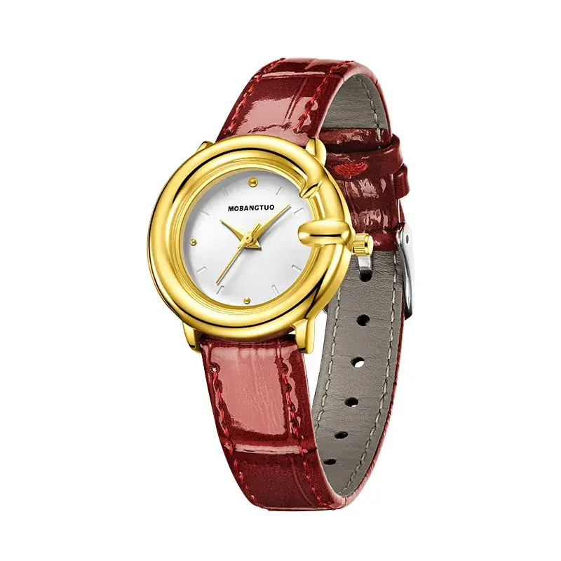Women's Elegant Quartz Watch with Real Belt - Image 2