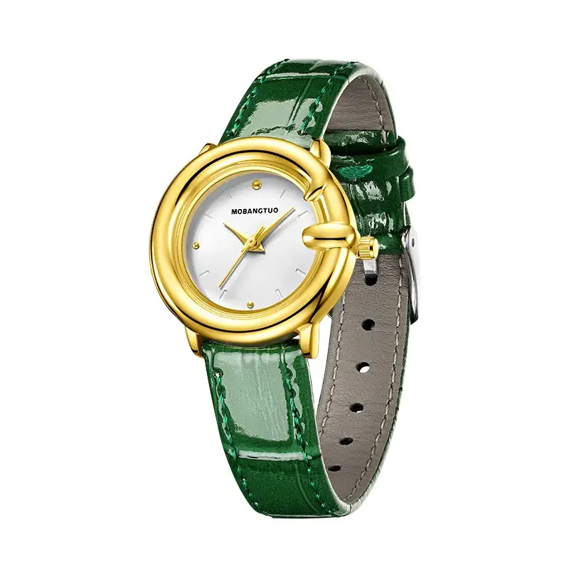 Women's Elegant Quartz Watch with Real Belt - Image 3