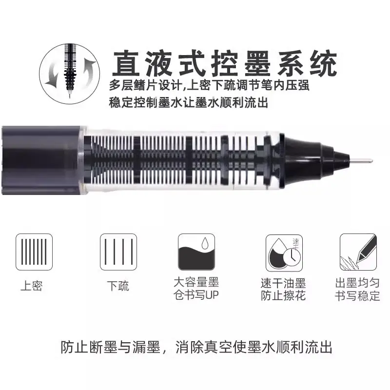 Straight-liquid ballpoint pen quick-drying black gel pen carbon pen for students Red Pen high-color water-based pen signature pen