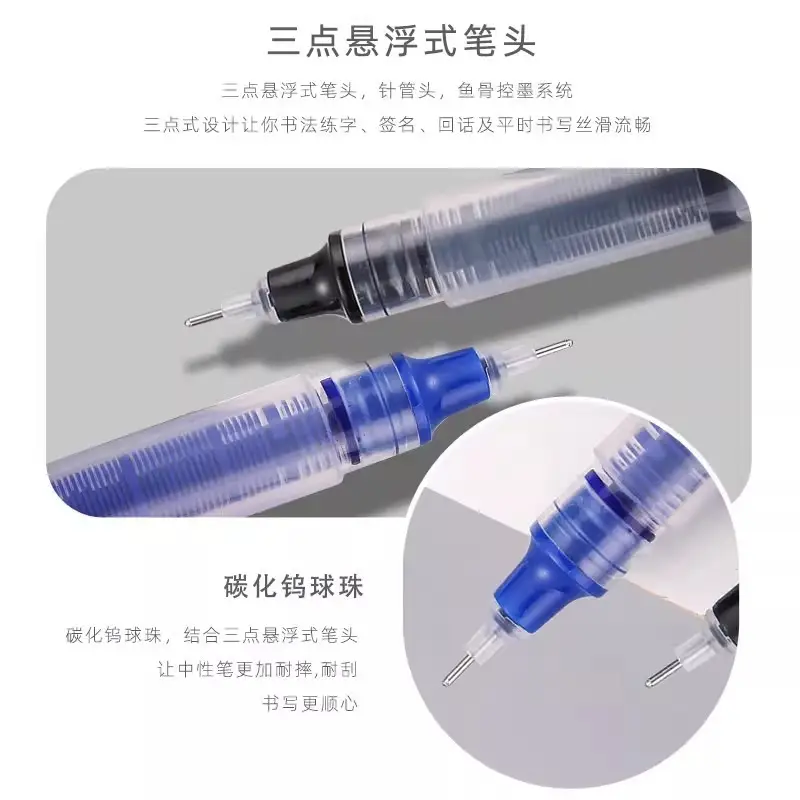Straight-liquid ballpoint pen quick-drying black gel pen carbon pen for students Red Pen high-color water-based pen signature pen