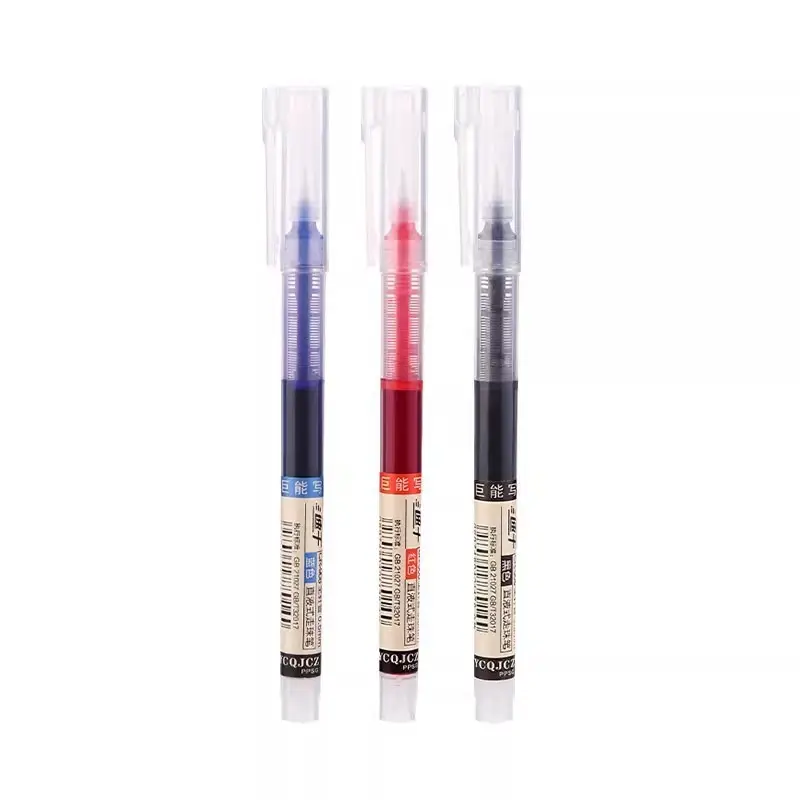 Straight-liquid ballpoint pen quick-drying black gel pen carbon pen for students Red Pen high-color water-based pen signature pen