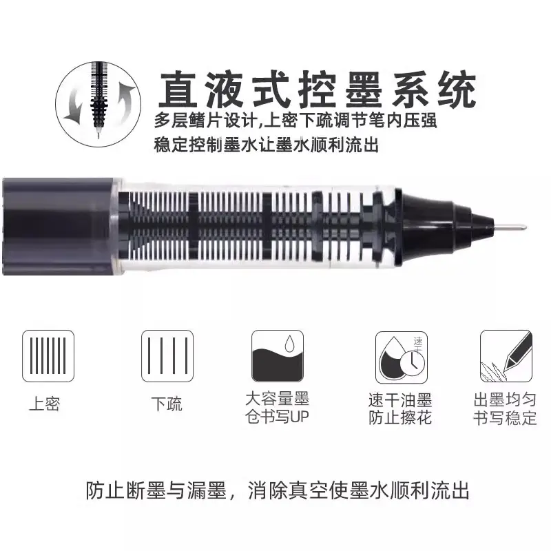 Straight-liquid ballpoint pen quick-drying black gel pen carbon pen for students Red Pen high-color water-based pen signature pen — feature 10