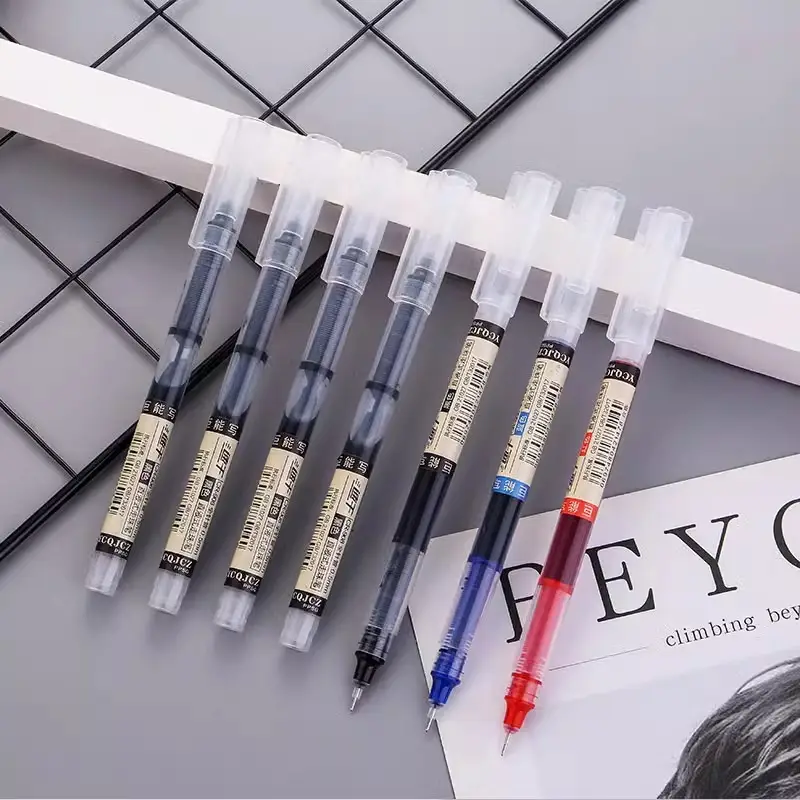 Straight-liquid ballpoint pen quick-drying black gel pen carbon pen for students Red Pen high-color water-based pen signature pen — feature 9