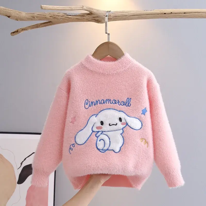 Girls Knitted Big Ears Dog Sweater Pink White Purple — feature 1