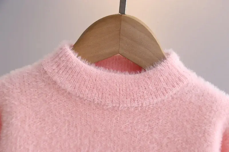 Girls Knitted Big Ears Dog Sweater Pink White Purple — feature 3