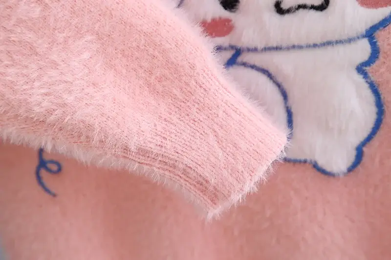 Girls Knitted Big Ears Dog Sweater Pink White Purple — feature 6