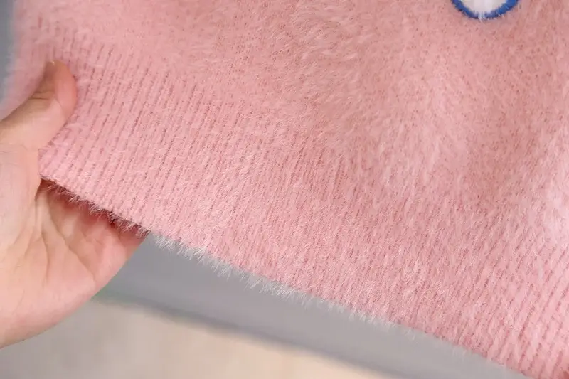 Girls Knitted Big Ears Dog Sweater Pink White Purple — feature 8