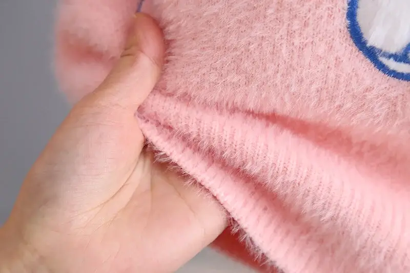 Girls Knitted Big Ears Dog Sweater Pink White Purple — feature 9