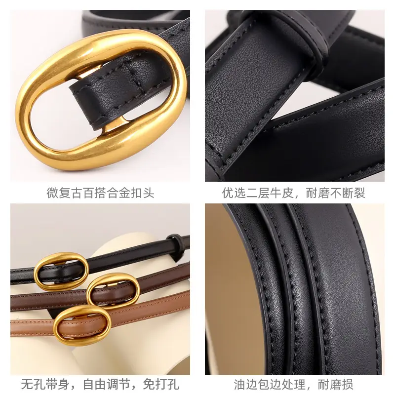 Women's White Silk Belt with Oval Buckle 100cm - Image 9
