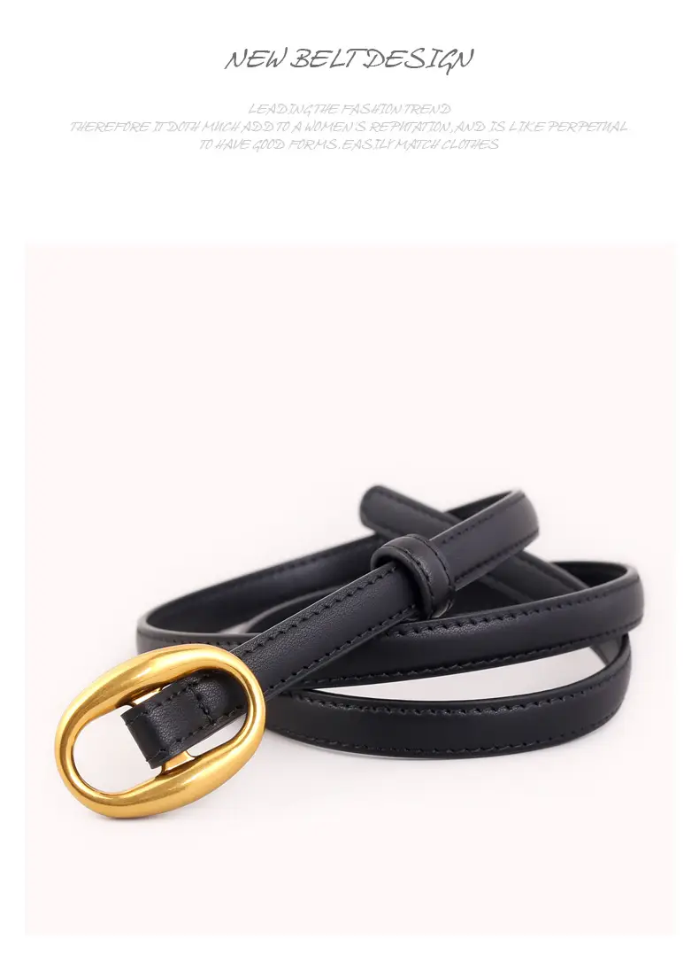 Women's White Silk Belt with Oval Buckle 100cm — feature 35
