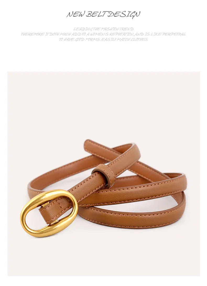 Women's White Silk Belt with Oval Buckle 100cm — feature 36