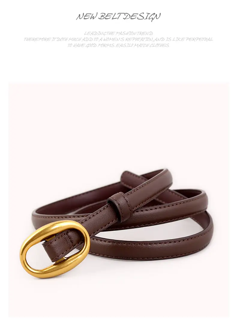 Women's White Silk Belt with Oval Buckle 100cm — feature 37
