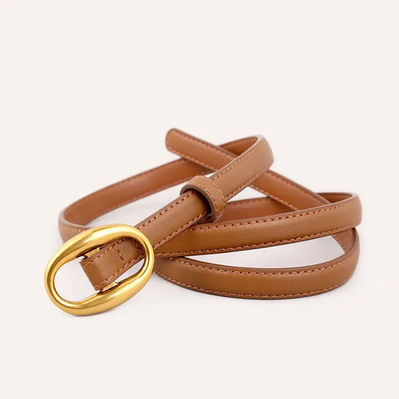 Women's White Silk Belt with Oval Buckle 100cm - Image 2