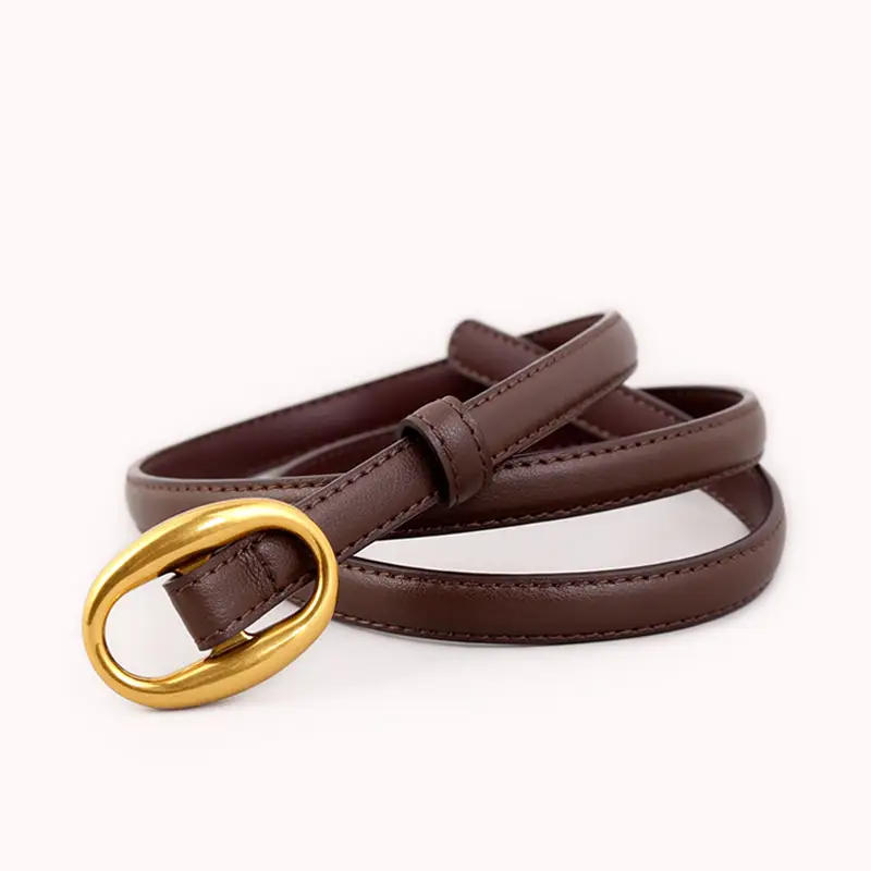 Women's White Silk Belt with Oval Buckle 100cm - Image 3