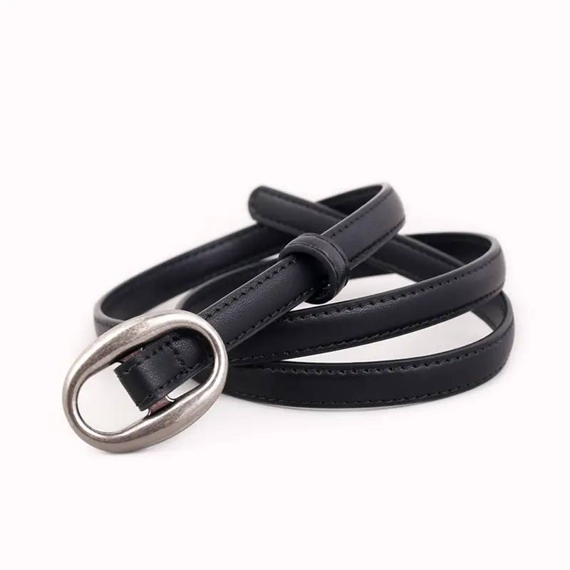 Women's White Silk Belt with Oval Buckle 100cm - Image 4