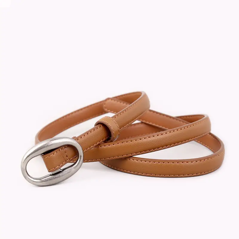Women's White Silk Belt with Oval Buckle 100cm - Image 5