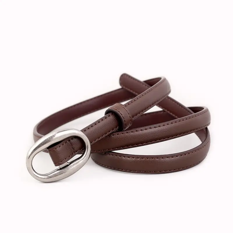 Women's White Silk Belt with Oval Buckle 100cm - Image 6