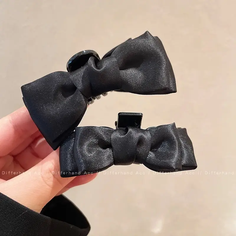 Black Bow Small Hair Clip for Women Autumn Winter - Image 25