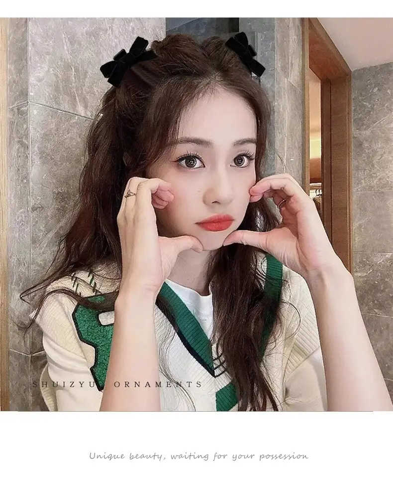 Black Bow Small Hair Clip for Women Autumn Winter — feature 20