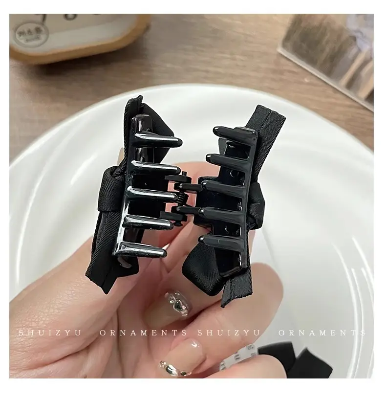 Black Bow Small Hair Clip for Women Autumn Winter — feature 22