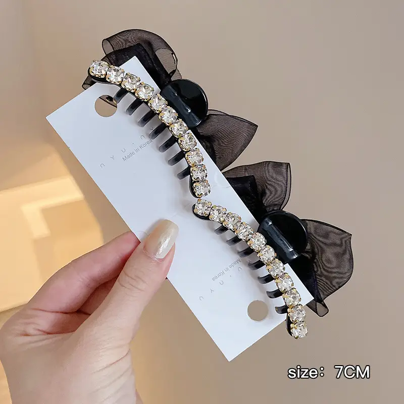 Black Bow Small Hair Clip for Women Autumn Winter - Image 11
