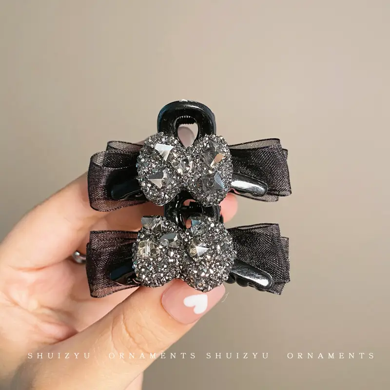 Black Bow Small Hair Clip for Women Autumn Winter - Image 12