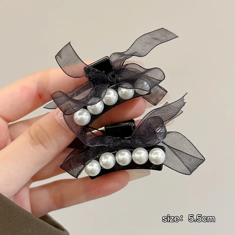 Black Bow Small Hair Clip for Women Autumn Winter - Image 13