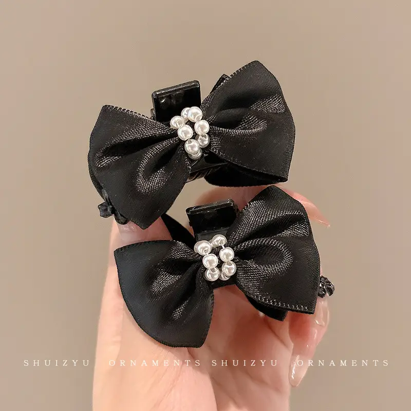 Black Bow Small Hair Clip for Women Autumn Winter - Image 20
