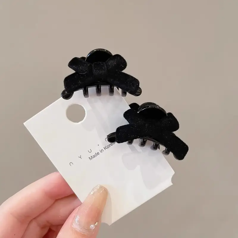 Black Bow Small Hair Clip for Women Autumn Winter - Image 6