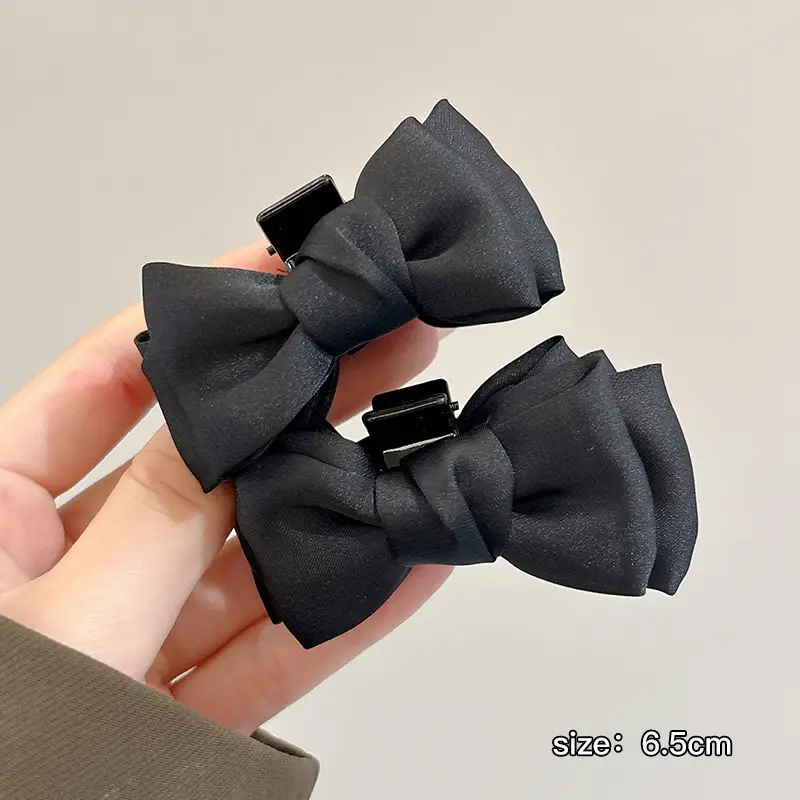 Black Bow Small Hair Clip for Women Autumn Winter - Image 7