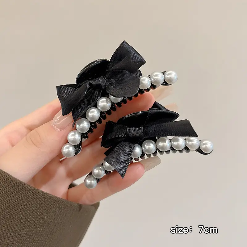 Black Bow Small Hair Clip for Women Autumn Winter - Image 8