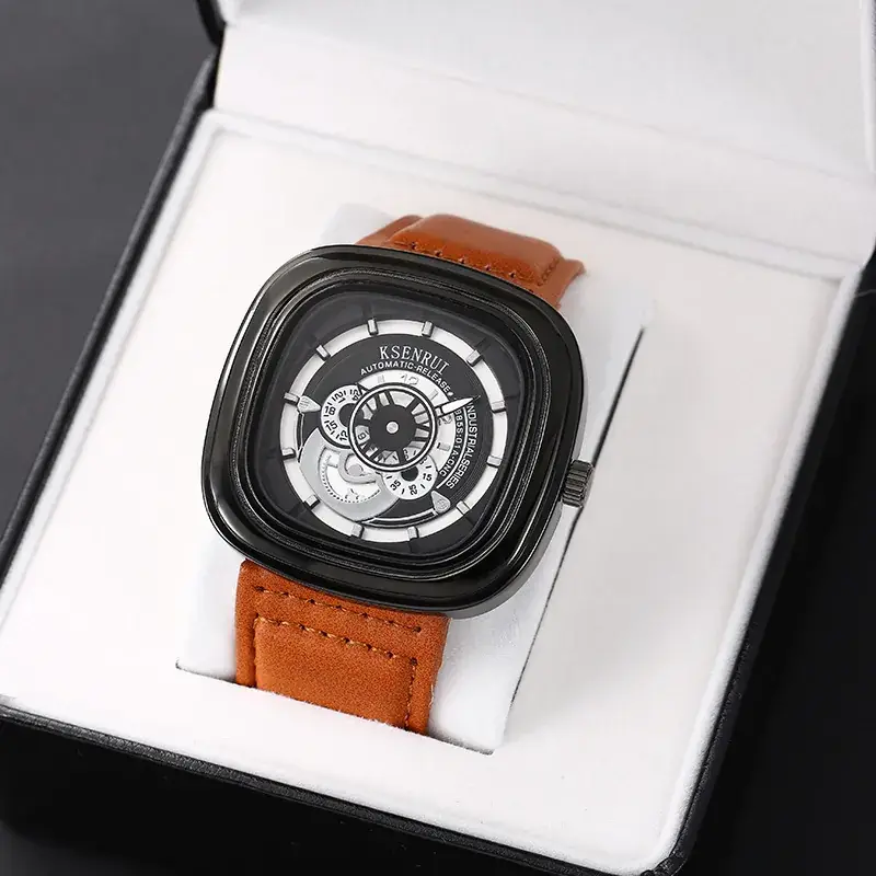 Cassen Rui Orange Skeleton Watch for Men - Image 12