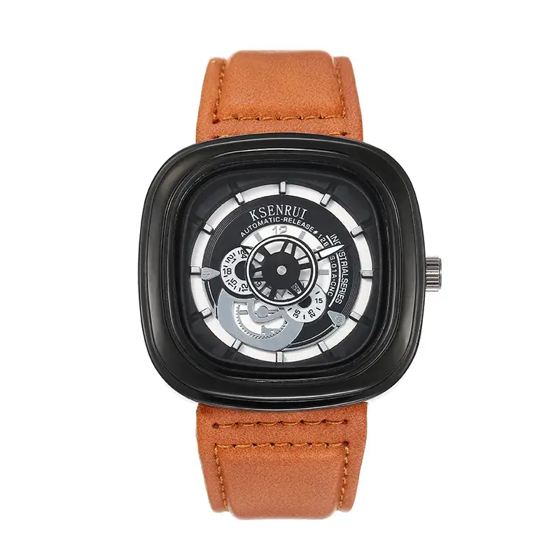 Cassen Rui Orange Skeleton Watch for Men - Image 15